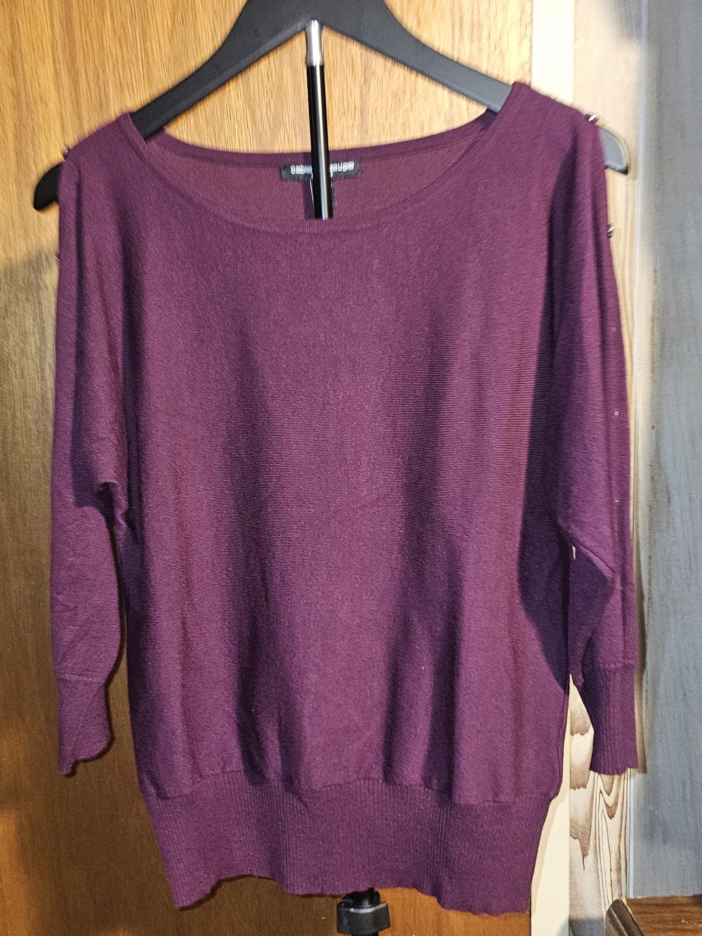 Cable & Gauge Plum Purple Women's Petite Sweater